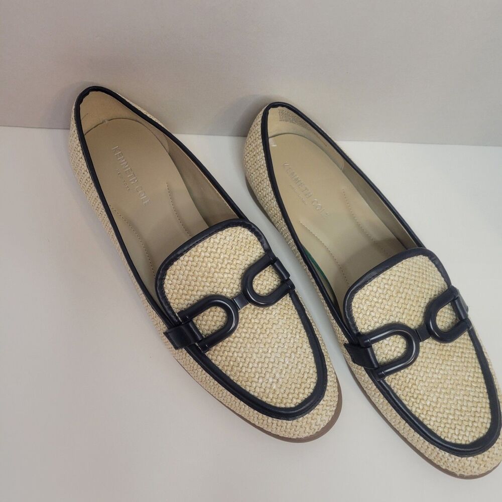 Kenneth Cole Women’s Loafers Size 10M Beige Black Woven Slip On Flat - Picture 2 of 8